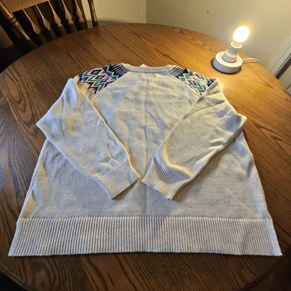 Old Navy Geometric Sweater - Cream, Blue, Pink, Green - Picture 3 of 4